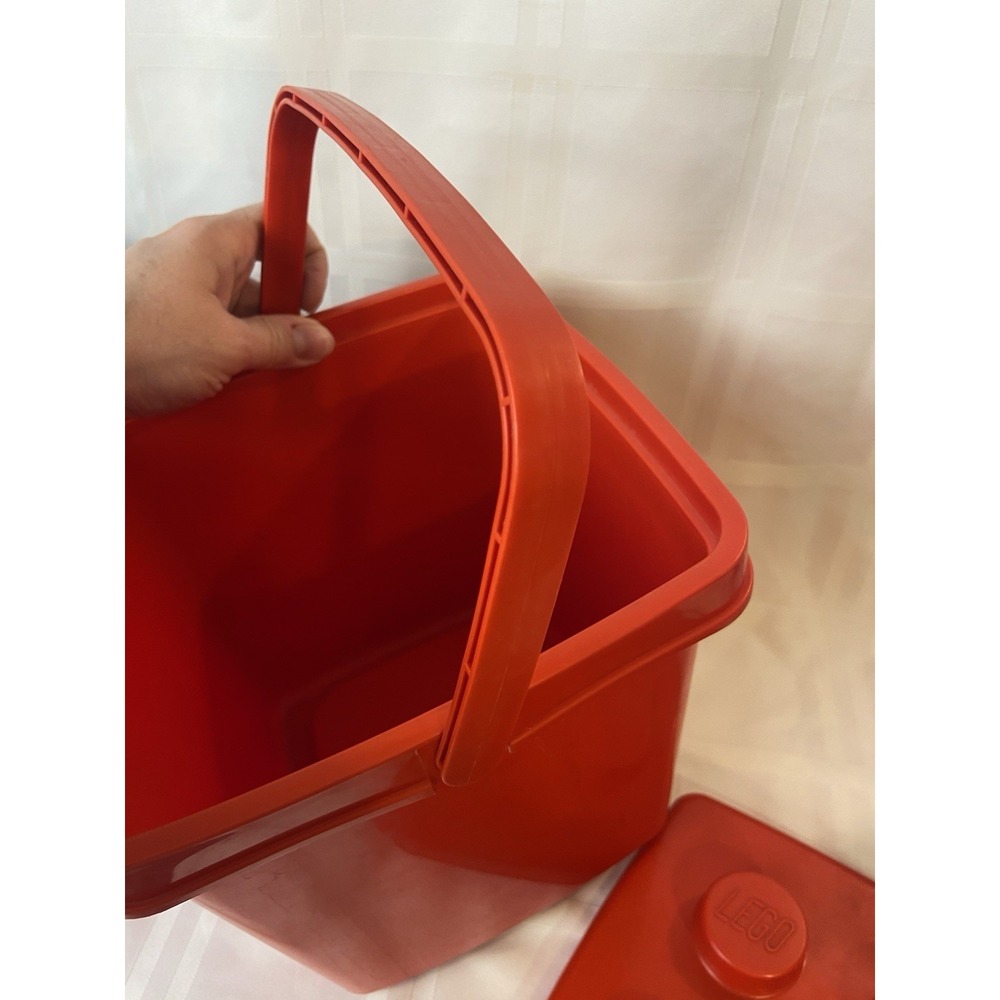 Vintage 1987 LEGO Storage Bucket Red 4 Stud Brick Lid Denmark - Picture 4 of 8